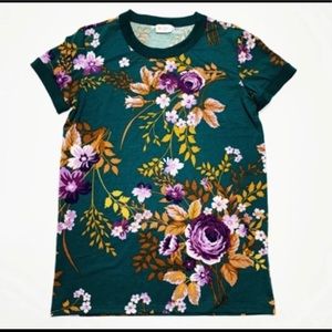 Teal w/ Purple Roses LuLaRoe Liv T Size Large.